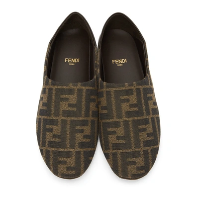 Shop Fendi Brown Jacquard 'forever ' Loafers In F1d1c Tobac