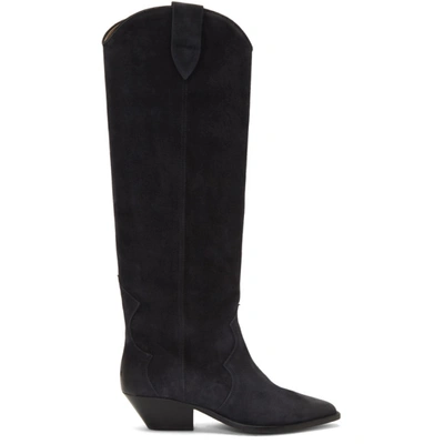 Shop Isabel Marant Grey Denvee Tall Boots In 02fk Black