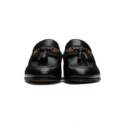 Shop Gucci Black Web Interlocking G Loafers In 1066 Black