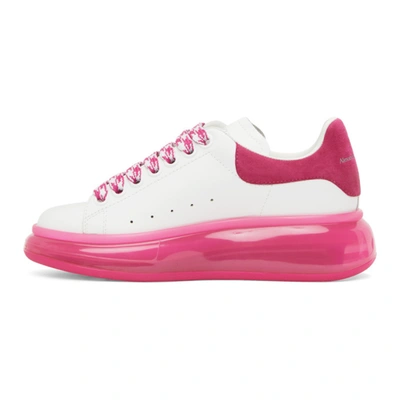 White & Pink Clear Sole Oversized Sneakers In 9391 Shpink