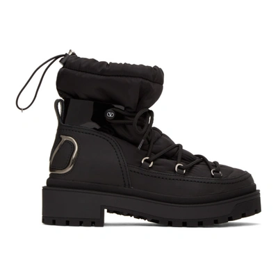 Shop Valentino Black  Garavani Trekkgirl Ankle Boots In 0no Black