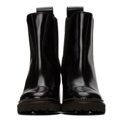 Shop See By Chloé Black Leather Mallory Heeled Boots In 999 Black