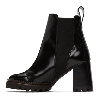 Shop See By Chloé Black Leather Mallory Heeled Boots In 999 Black