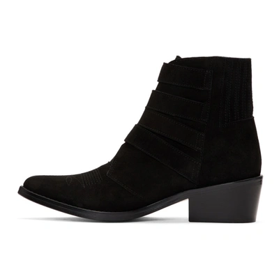 Shop Toga Black Suede Four Buckle Western Boots