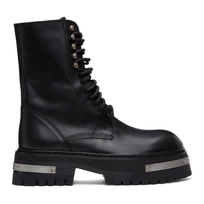 Shop Ann Demeulemeester Black & Silver Oversized Sole Tucson Lace-up Boots In 098 Black