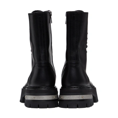 Shop Ann Demeulemeester Black & Silver Oversized Sole Tucson Lace-up Boots In 098 Black