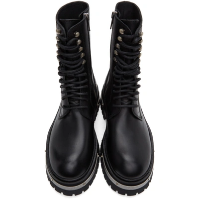 Shop Ann Demeulemeester Black & Silver Oversized Sole Tucson Lace-up Boots In 098 Black