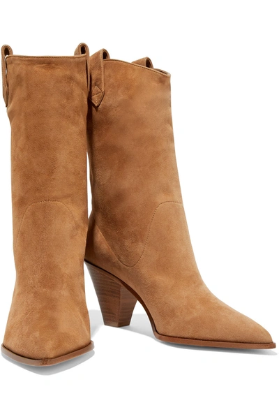 Shop Aquazzura Boogie 70 Suede Ankle Boots In Sand