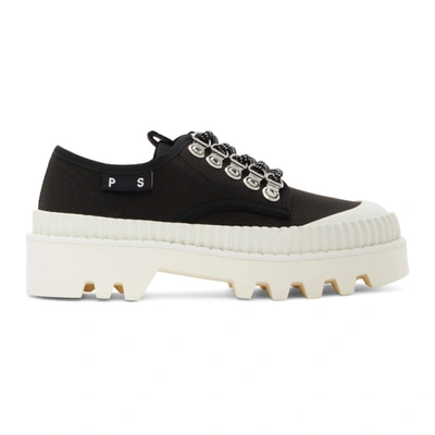 Shop Proenza Schouler Black & White City Lug Lace Up Derbys In Black/white