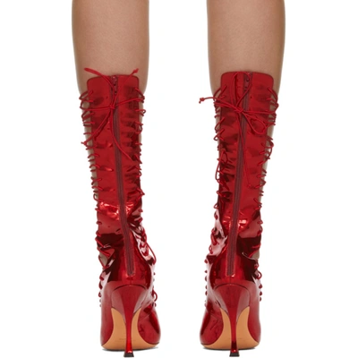 Y/PROJECT 红色 OPEN 系带高筒靴