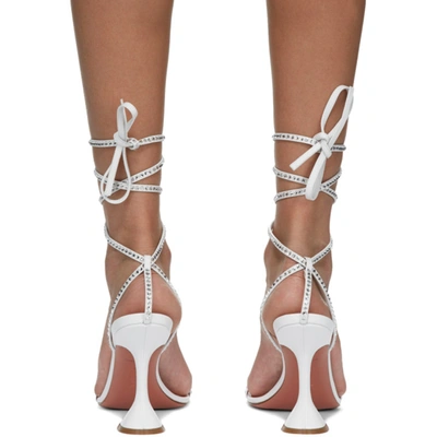 Shop Amina Muaddi White Vita Crystal Heeled Sandals