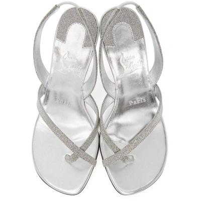 Shop Christian Louboutin Silver Taralita 85 Heeled Sandals In Sv20 Silver