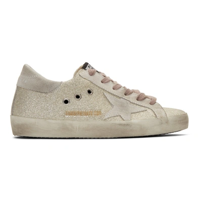 Shop Golden Goose Ssense Exclusive Silver & White Glitter Superstar Sneakers In Fine Glitte