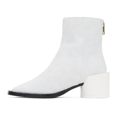 Shop Mm6 Maison Margiela White Suede Square Toe Ankle Boots In T1003 White