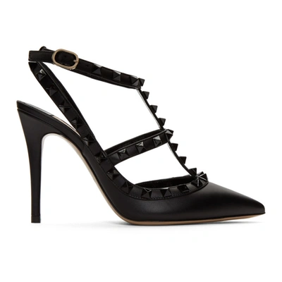 Shop Valentino Black  Garavani Tonal Rockstud Heels In 0no Black