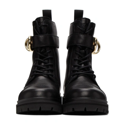 Shop Versace Jeans Couture Black Belted Lace-up Ankle Boots In E899 Black