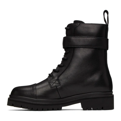 Shop Versace Jeans Couture Black Belted Lace-up Ankle Boots In E899 Black