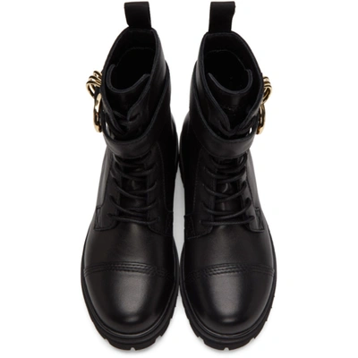 Shop Versace Jeans Couture Black Belted Lace-up Ankle Boots In E899 Black