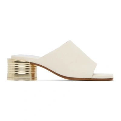 Shop Mm6 Maison Margiela White Can Heel Open Toe Sandals In T1003 White