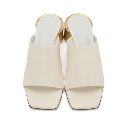 Shop Mm6 Maison Margiela White Can Heel Open Toe Sandals In T1003 White