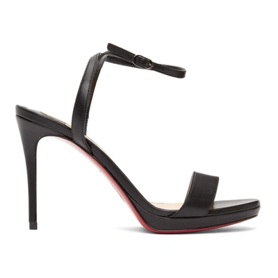 Shop Christian Louboutin Black Loubi Queen 100 Heeled Sandals In Bk01 Black