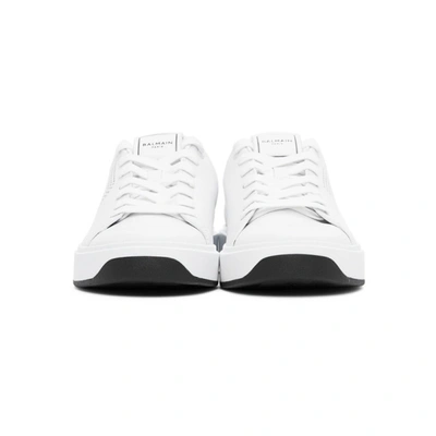 Shop Balmain White & Black Perforated B-court Sneakers In Gab Wh/blk