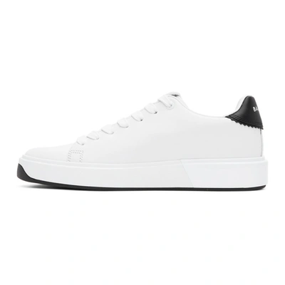 Shop Balmain White & Black Perforated B-court Sneakers In Gab Wh/blk