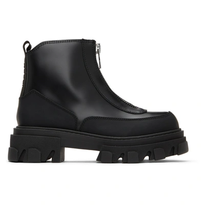 Shop Ganni Black Polido Zip Boots In 099 Black
