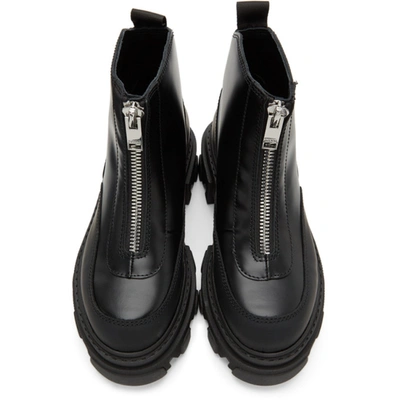 Shop Ganni Black Polido Zip Boots In 099 Black