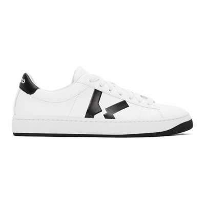 Shop Kenzo White K-logo Kourt Sneakers In 01 White