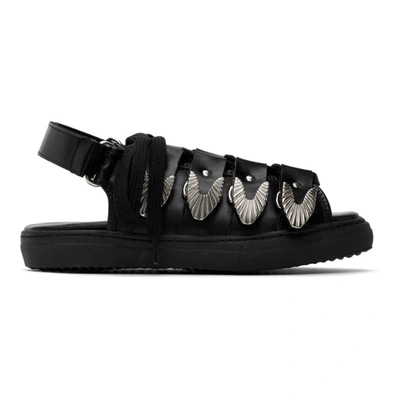 Shop Toga Pulla Black Leather Hardware Sandals