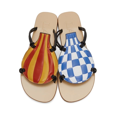 Shop Lanvin Red And Blue Hot Air Balloons Flat Sandals In 3020 Red/bl