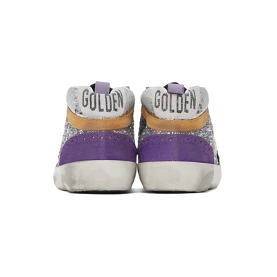 Shop Golden Goose Silver Glitter Mid Star Sneakers In White/silve