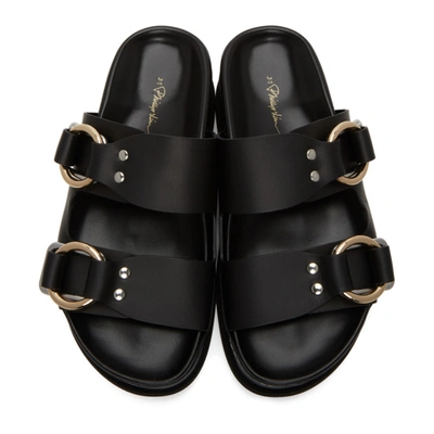 Shop 3.1 Phillip Lim / フィリップ リム Black Freida Double Buckle Platform Sandals In Ba001 Black
