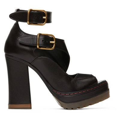 Shop Chloé Black Daisy Platform Sandals In 001 Black