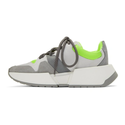 Shop Mm6 Maison Margiela Grey And Green Chunky Sneakers In H7964 Cemen