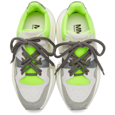 Shop Mm6 Maison Margiela Grey And Green Chunky Sneakers In H7964 Cemen