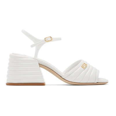 Shop Fendi White Leather Slingback Heels In F1a4y White