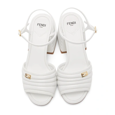 Shop Fendi White Leather Slingback Heels In F1a4y White