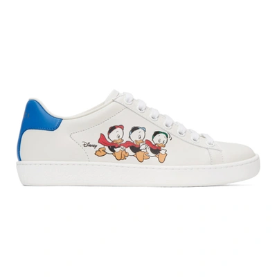 Shop Gucci White Disney Edition Donald Duck Ace Sneakers In 9062 White