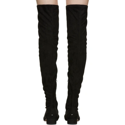 Shop Maison Margiela Black Suede Over-the-knee Tabi Boots In T8013 Black