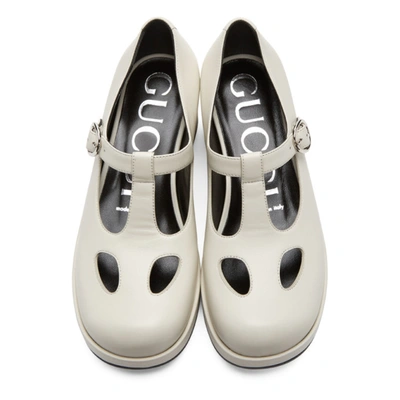 Shop Gucci White Mary Jane Low Heel Loafers In 9050 White