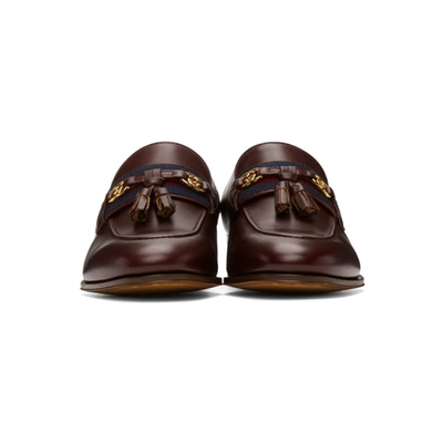 Shop Gucci Burgundy Web Interlocking G Loafers In 6060 Rbbrn