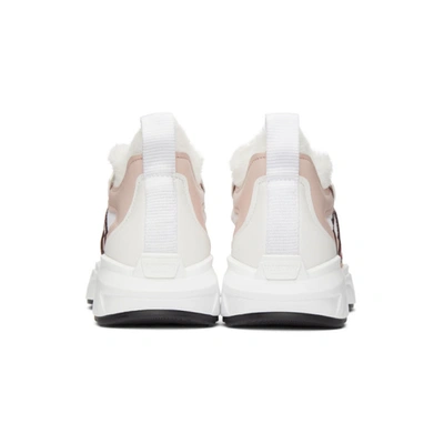 Shop Valentino White & Pink  Garavani Fuzzy Vlogo Sneakers In 69s Ghiacci
