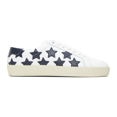 Shop Saint Laurent White & Black Star Court Classic Sneakers In 9079 Wht/na