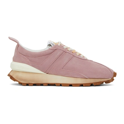 Shop Lanvin Pink Suede Bumper Sneakers In 50 Pink