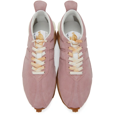 Shop Lanvin Pink Suede Bumper Sneakers In 50 Pink