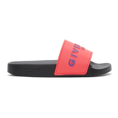 Shop Givenchy Pink Logo Slides In 672 Flaming