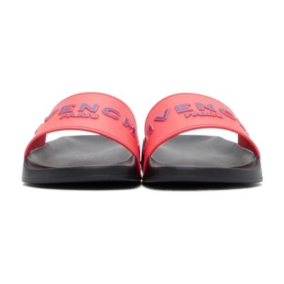 Shop Givenchy Pink Logo Slides In 672 Flaming