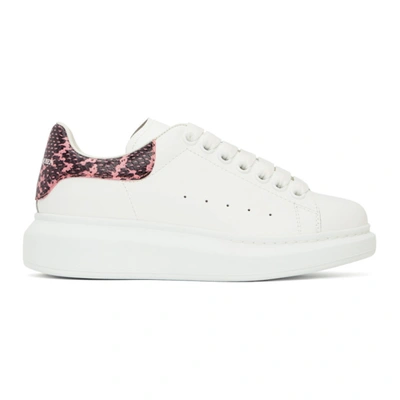 Shop Alexander Mcqueen White & Pink Snake Oversized Sneakers In 9558 Pink